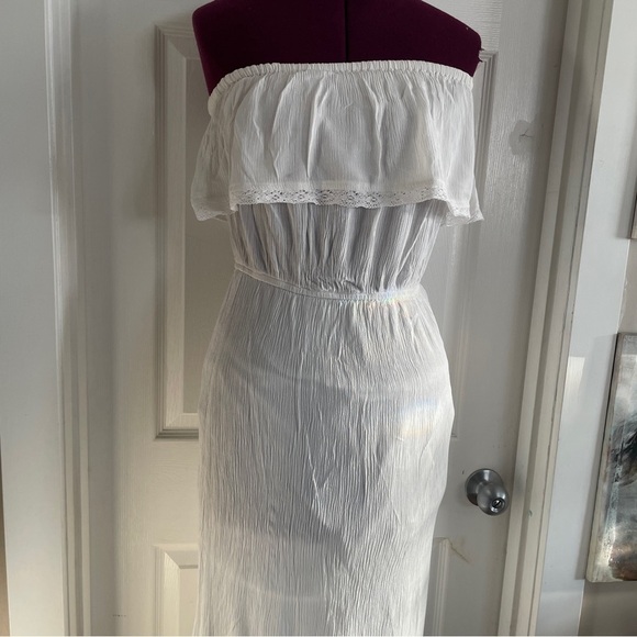 Garage white strapless layered maxi dress size medium - Picture 3 of 13